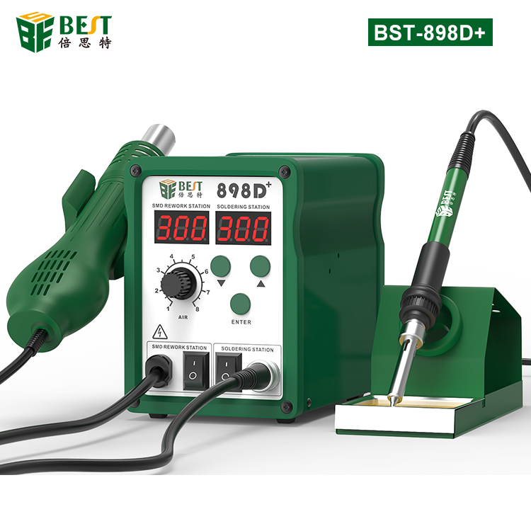 BST-898D+ SMD rework station manufacturer 2 in 1 temperature adjusted LED display